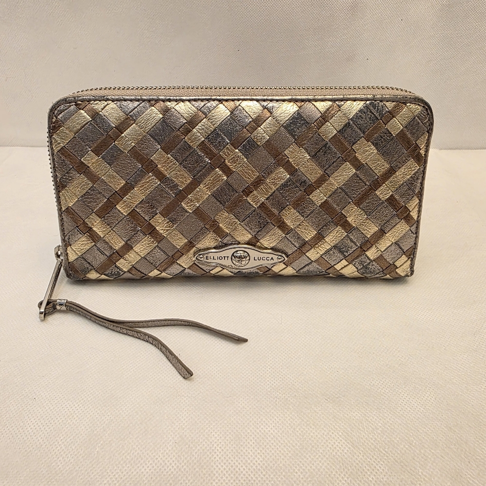 Elliott Lucca Gold and Silver Woven Wallet